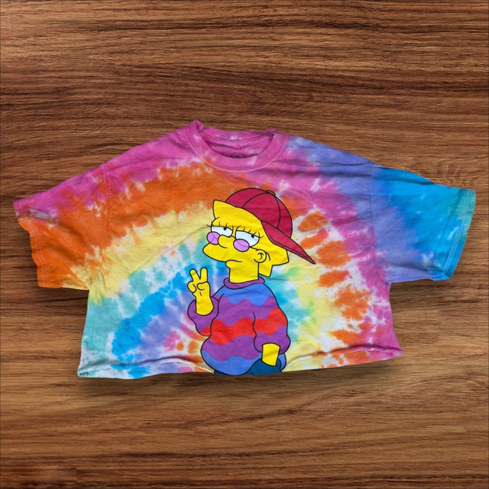 The Simpsons Crop Cut Tie Dye Tee Shirt Women’s Small